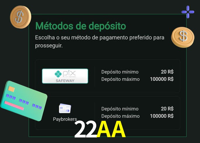 O cassino 22AA oferece uma grande variedade de métodos de pagamento